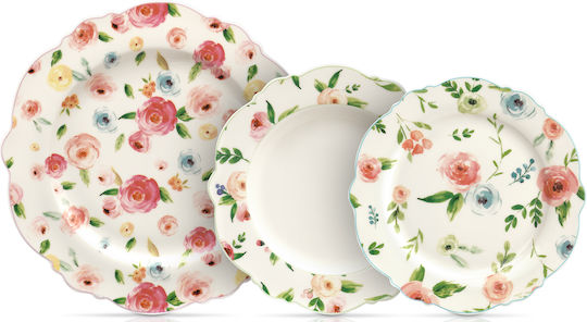 Cryspo Trio Primavera Plate Desert made of Porcelain Beige with Diameter 21cm