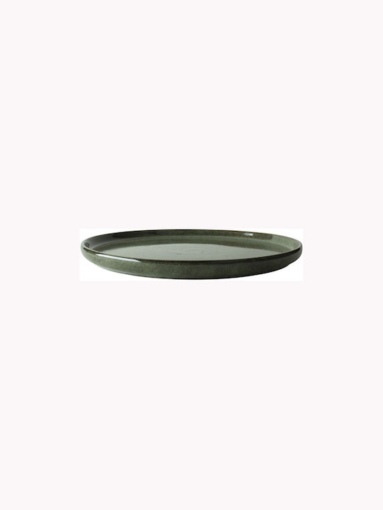 Dutch Rose Plate Shallow Ceramic Green with Diameter 27cm
