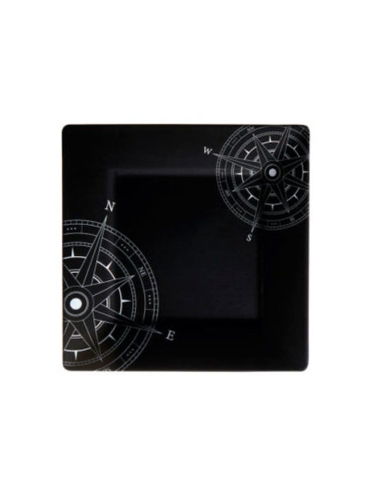 Marine Business Lombok Serving Plate Shallow Square Made of Melamine Black 25x25cm 6 Pieces