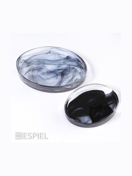 Espiel Atlas Alabaster Plate Desert Glass Black with Diameter 21cm