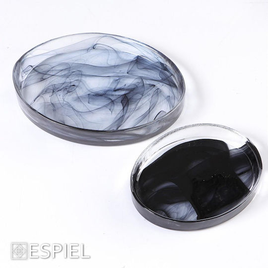 Espiel Atlas Alabaster Πιάτο Γλυκού Γυάλινο Μαύρο με Διάμετρο 21cm