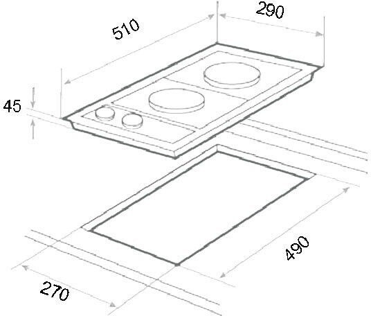 Kalko Domino Enamel Cooktop Autonomous 29x51εκ. Silver