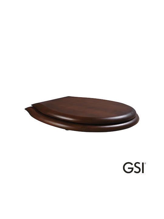 GSI Wooden Soft Close Toilet Seat Brown Classic 51cm