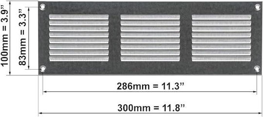 Europlast Vent Louver 10x30cm Rectangular with Screen