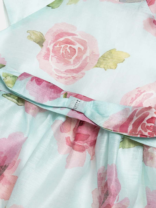 Kinderkleid Blumen Türkis