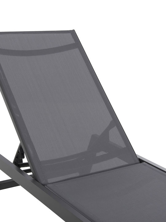 Deckchair Aluminum Rabia with Cushion Gray 191.5x55.5x89.5cm.