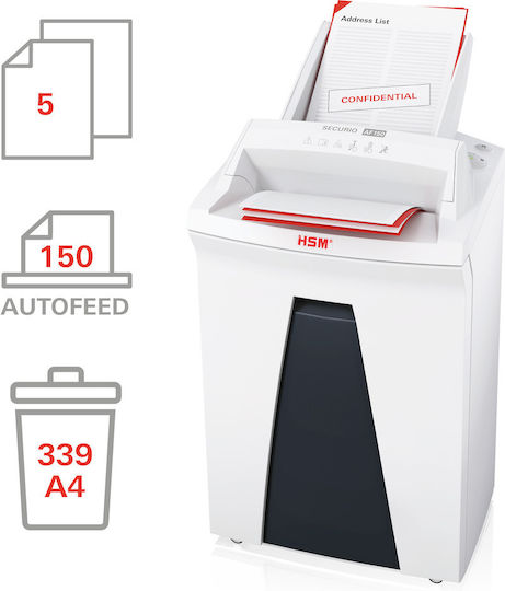 HSM Distrugător de Documente Securio Af150 Tăiere transversală 7 Foi cu Coș 35lt
