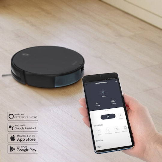 Muhler Bobby 1 Roboter-Staubsauger mit Intelligenter Navigation und Saugkraft 1400Pa Schwarz