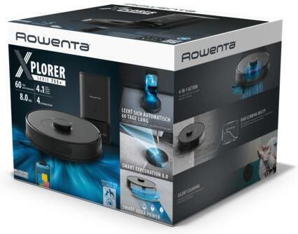Rowenta X-Plorer Serie 75 S+ Прахосмукачка Робот с Лазерно Картографиране и Всмукателна Мощност 2700Pa Черна