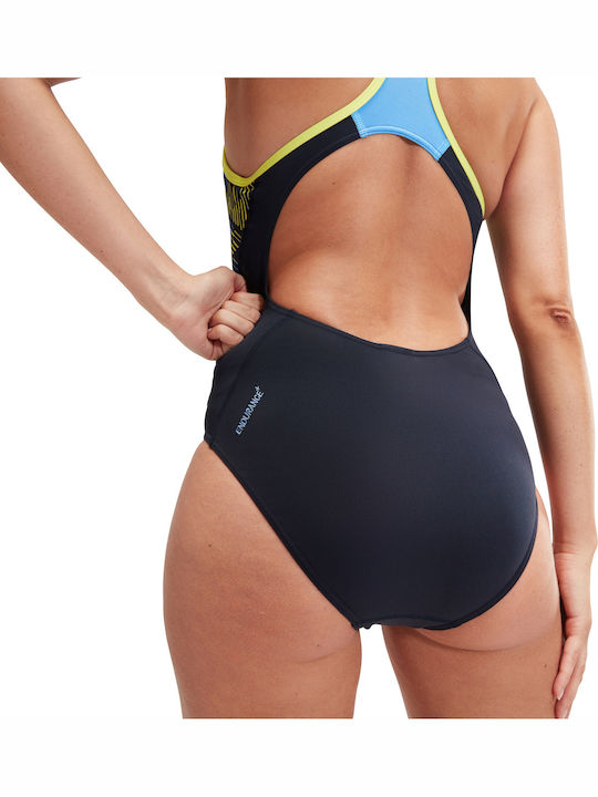 Placement Laneback Activewear Swimsuit Navy Blue