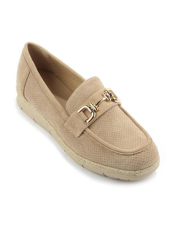 Fshoes Women's Loafers in Beige Color