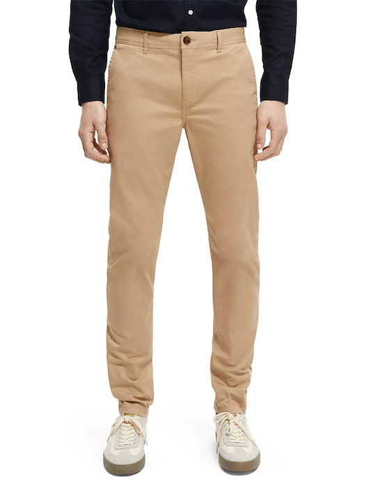 Scotch & Soda Mott Men's Trousers Chino Elastic in Super Slim Fit Beige