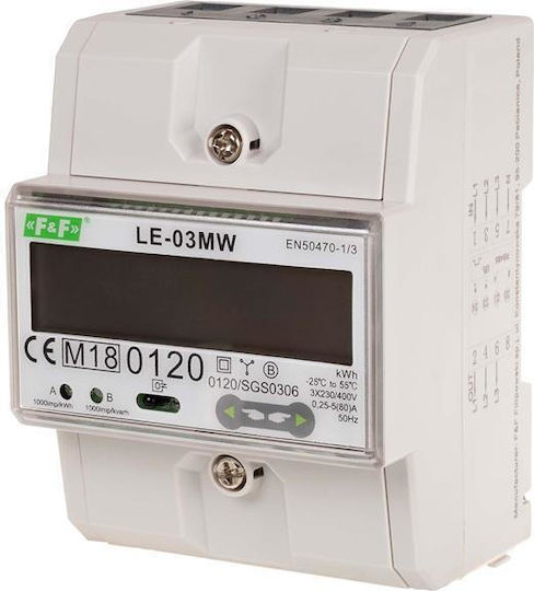 F&F Амперметър За Електрически Табло Дигитален Трифазен Modbus LAN LE-03MW
