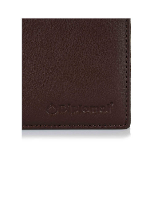 Diplomat Кожен Мъжка портмоне с RFID Кафяв