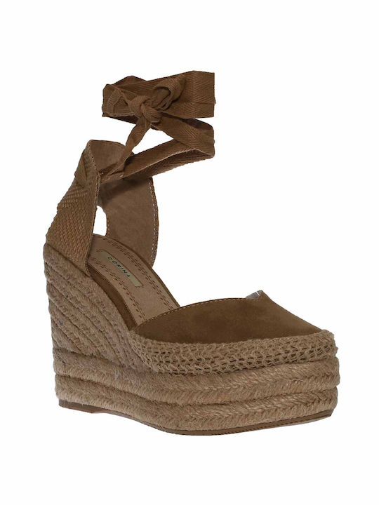 Corina Women's Suede Platform Espadrilles Tabac Brown