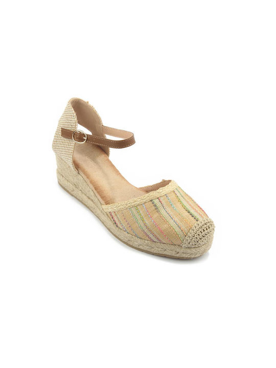 Fshoes Platforme dama în stil espadrile Bej