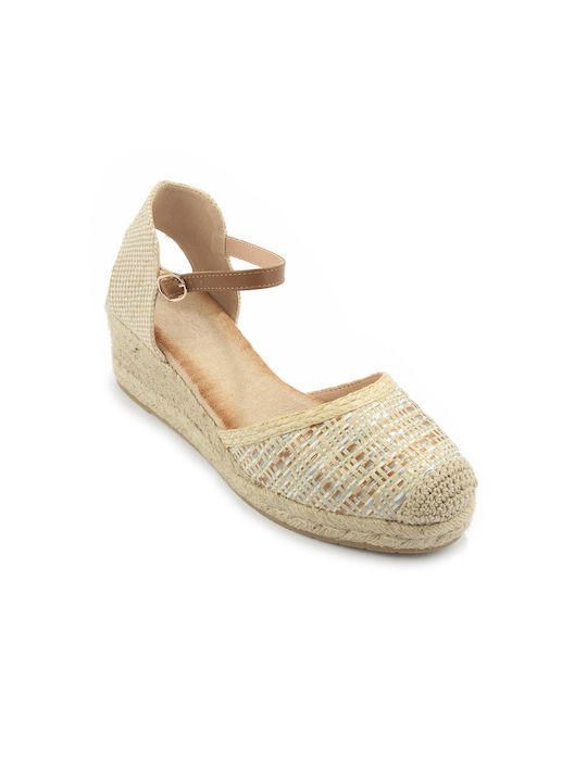 Fshoes Platforme dama în stil espadrile Bej