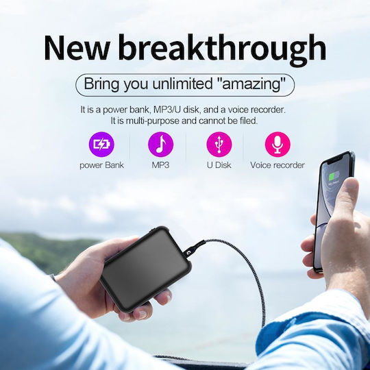 JnN Q75 Surveillance Bug Audio Recorder Power Bank Capacity 64GB