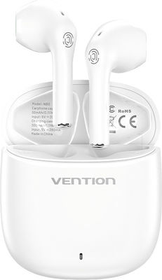 Vention ELF E02 Earbud Bluetooth Handsfree Ακουστικά με Θήκη Φόρτισης Λευκά