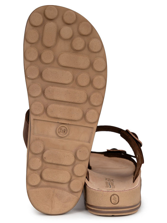Fantasy Leather Women's Flat Sandals Taupe
