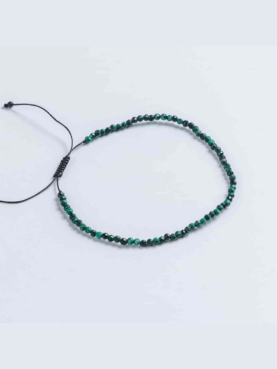 Handmade Cuoro Bracelet Small Precious Malachite Stones