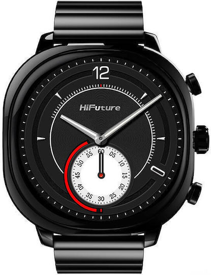 HiFuture AIX Stainless Steel Αδιάβροχο Smartwatch με Παλμογράφο (Μαύρο)
