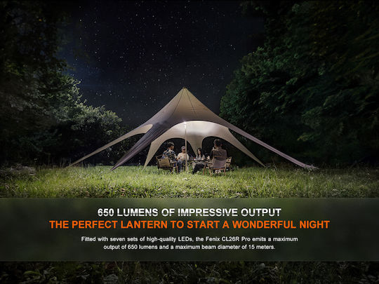 Fenix Pro Led Rechargeable Lantern for Camping with Flashlight & Powerbank 650lm Gray Grey Camo