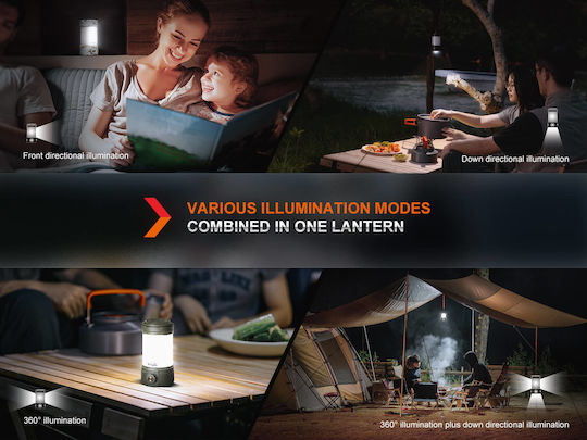 Fenix Pro Led Rechargeable Lantern for Camping with Flashlight & Powerbank 650lm Gray Grey Camo