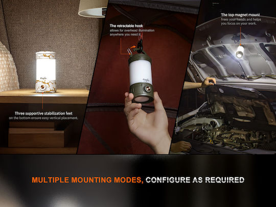 Fenix Pro Led Rechargeable Lantern for Camping with Flashlight & Powerbank 650lm Gray Grey Camo