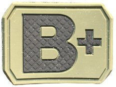 PVC Blood Type Patch Khaki A Negative