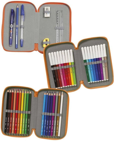 Carioca Comics Pencil Case Full 41pcs with 3 Compartments Gray Aargh