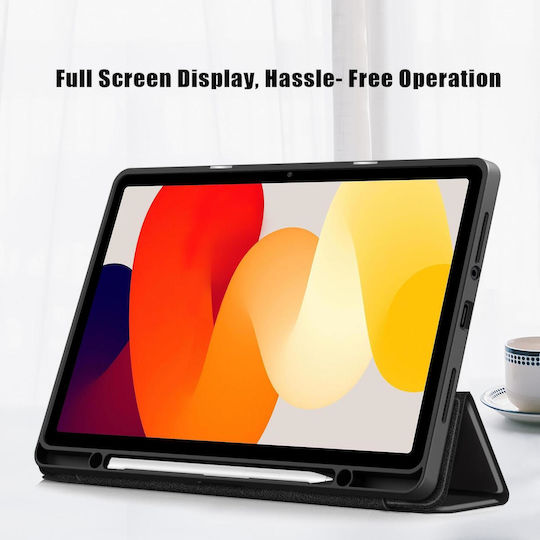 Xiaomi Redmi Redmi Pad Se Acrylic 3-fold culoare solidă de piele inteligentă de piele Tablet Case negru