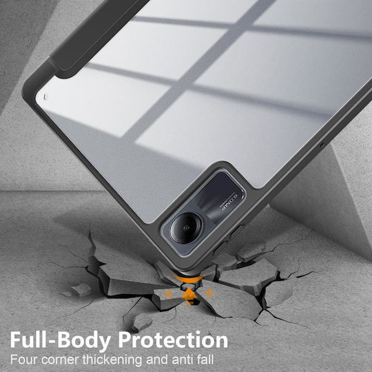 Xiaomi Redmi Redmi Pad Se Acrylic 3-fold culoare solidă de piele inteligentă de piele Tablet Case negru