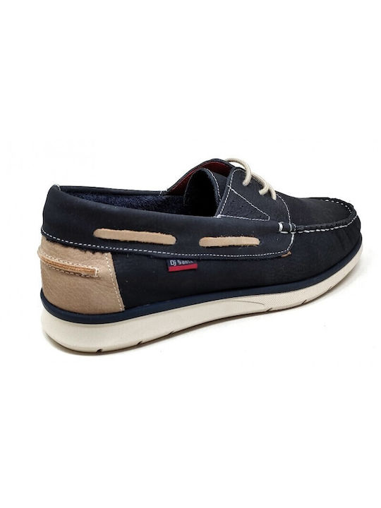 Dj.Santa Men's Leather Boat Shoes Blue