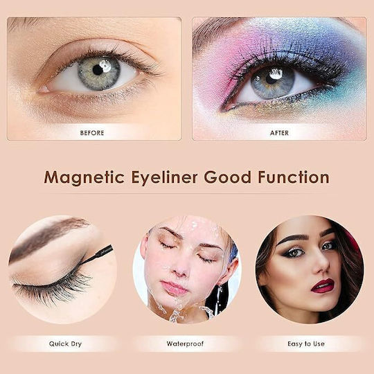 Set 5 Pairs Magnetic Eyelashes Ubx Tweezers Eyeliner Plastic Waterproof Black