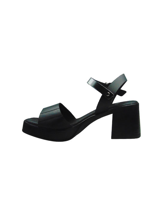 Fresia Leder Damen Sandalen in Schwarz Farbe