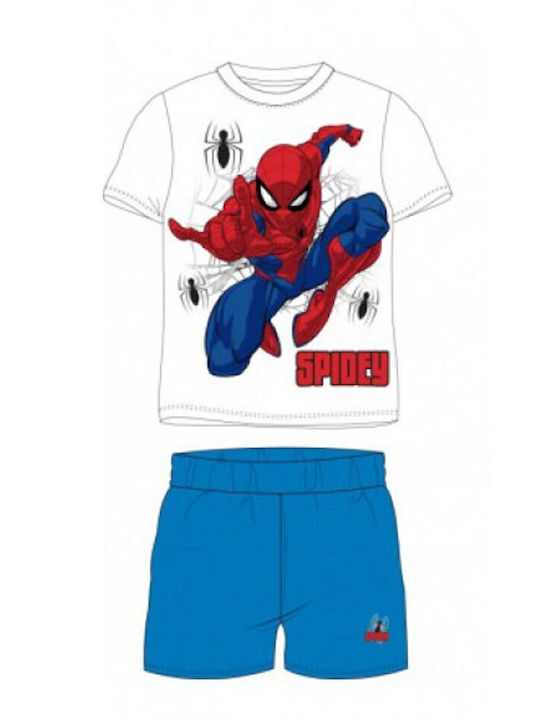 Spiderman Παιδική Πιτζάμα Καλοκαιρινή Λευκό/μπλε