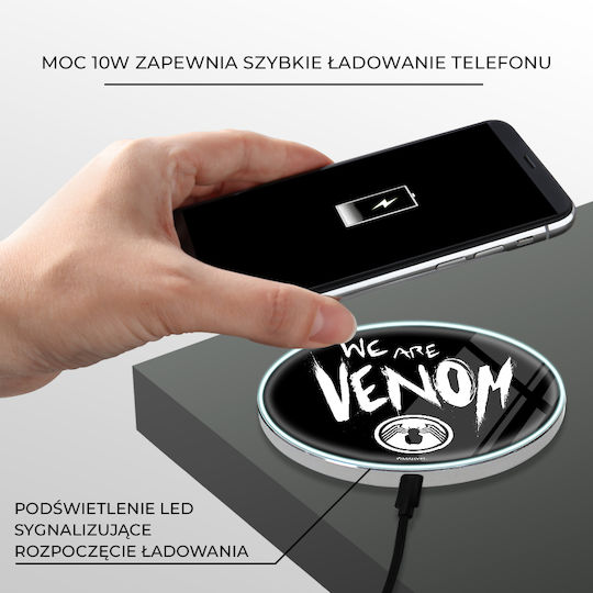 Marvel Comic Books Ασύρματος Φορτιστής (Qi Pad) και Καλώδιο micro USB Μαύρος (Marvel Venom)