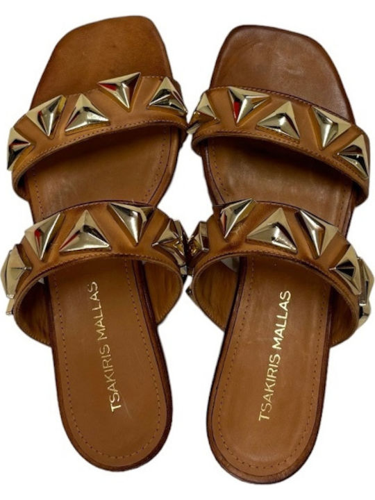 Flache Sandalen für Damen in Tabac Braun Farbe