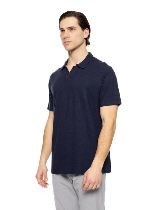 Smart Fashion Men's Short Sleeve Blouse Polo Navy