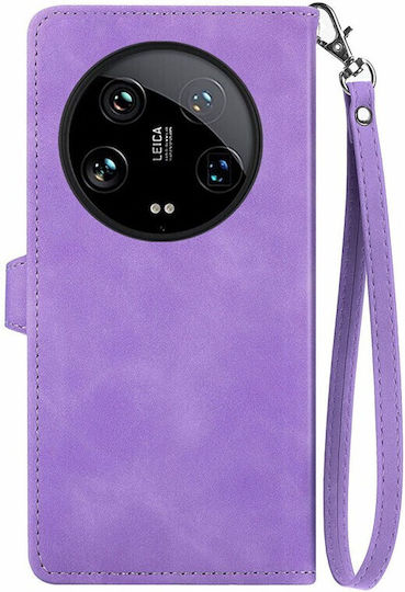 Flower Zipper Brieftasche Lila (Xiaomi 14 Ultra)