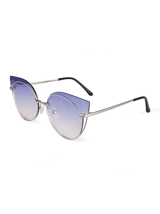 V-store Women's Sunglasses with Silver Metal Frame and Purple Gradient Lens 5988