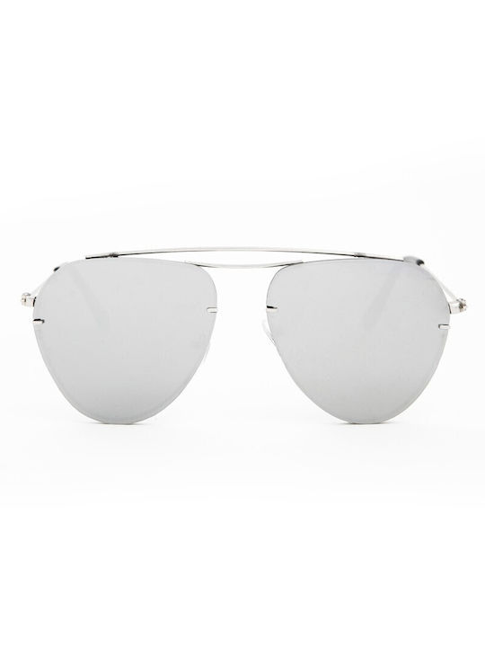 V-store Sunglasses with Silver Metal Frame and Silver Mirror Lens 20.525GREY