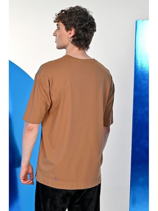 Brokers Jeans T-shirt Bărbătesc cu Mânecă Scurtă Camel