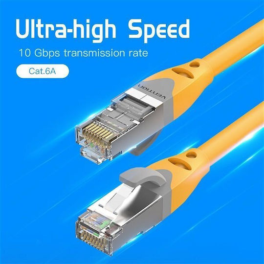 Vention S/FTP Cat.6a (Gigabit) Καλώδιο Δικτύου Ethernet 0.5m Κίτρινο