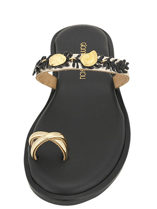 Nels Leather Women's Flat Sandals in Black Color
