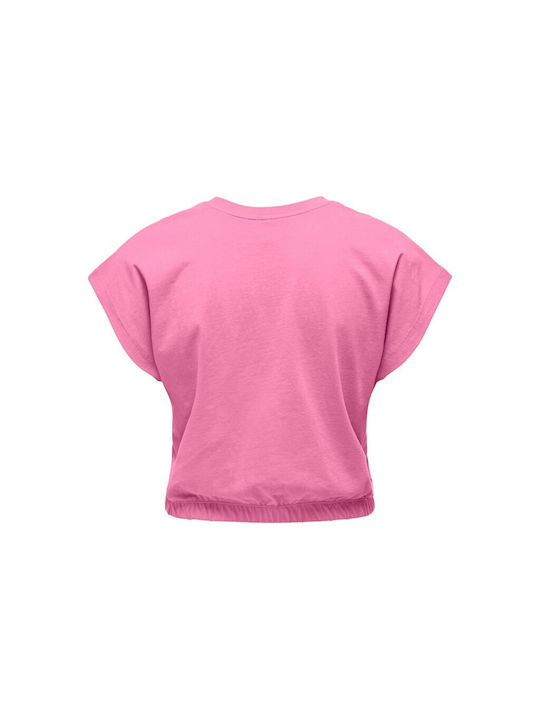 Only Γυναικείο Crop Top Βαμβακερό Κοντομάνικο Begonia Pink