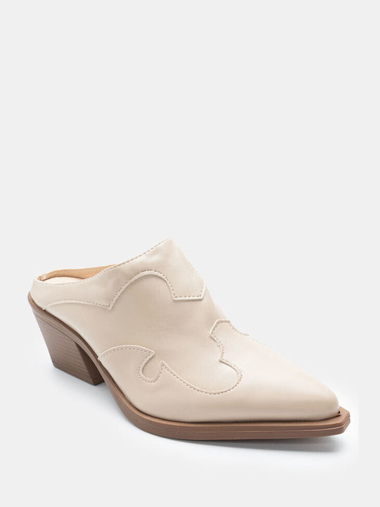 Luigi Heel Mules Beige