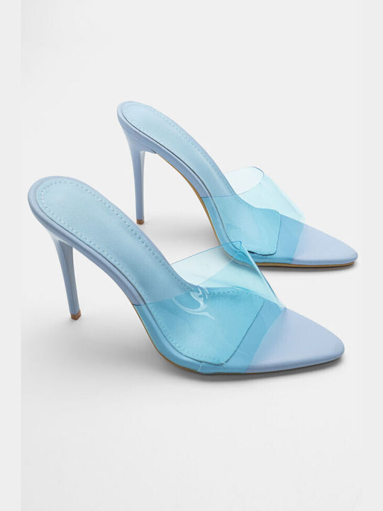 Luigi Heel Mules Light Blue