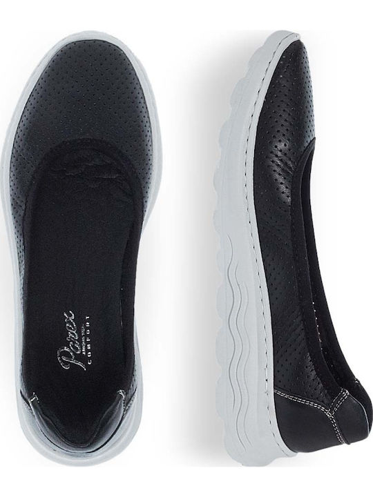 Leder Damen Ballerinas Spitz zulaufend Schwarz
